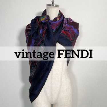 1970s-80s Vintage FENDI Extra Large Silk Scarf Aut