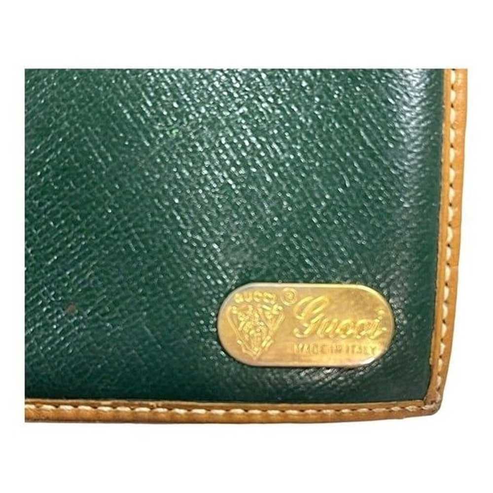 Vintage GUCCI Micro GG Logo Leather Hunter Green … - image 4