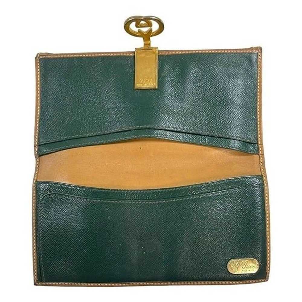 Vintage GUCCI Micro GG Logo Leather Hunter Green … - image 5