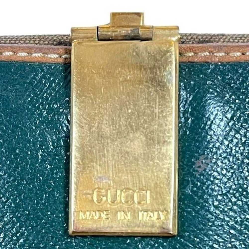 Vintage GUCCI Micro GG Logo Leather Hunter Green … - image 6