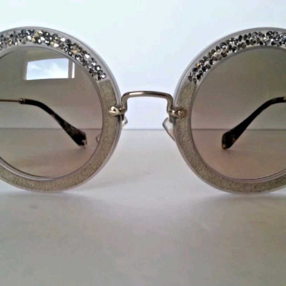 MIU MIU grey suede Swarovski crystal sunglasses - image 4