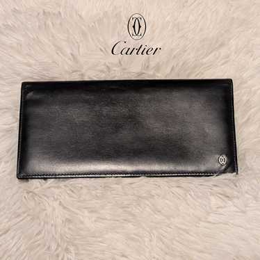 Cartier Leather Bifold, Black Leather with Silver… - image 1