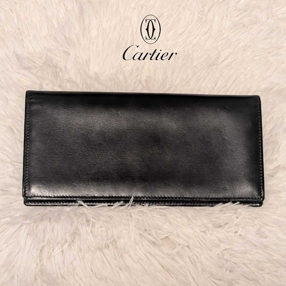 Cartier Leather Bifold, Black Leather with Silver… - image 2