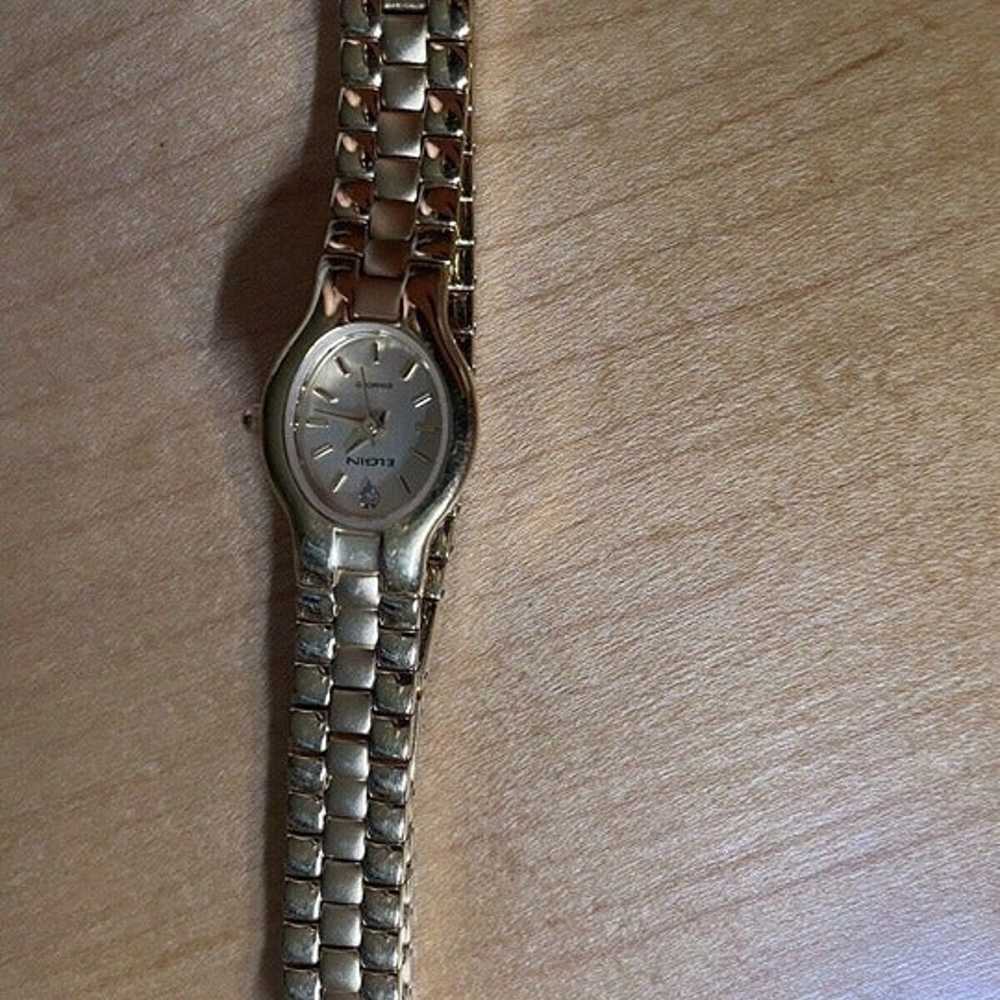 Vintage 14kgp Gold & Diamond Elgin Women’s Watch - image 2