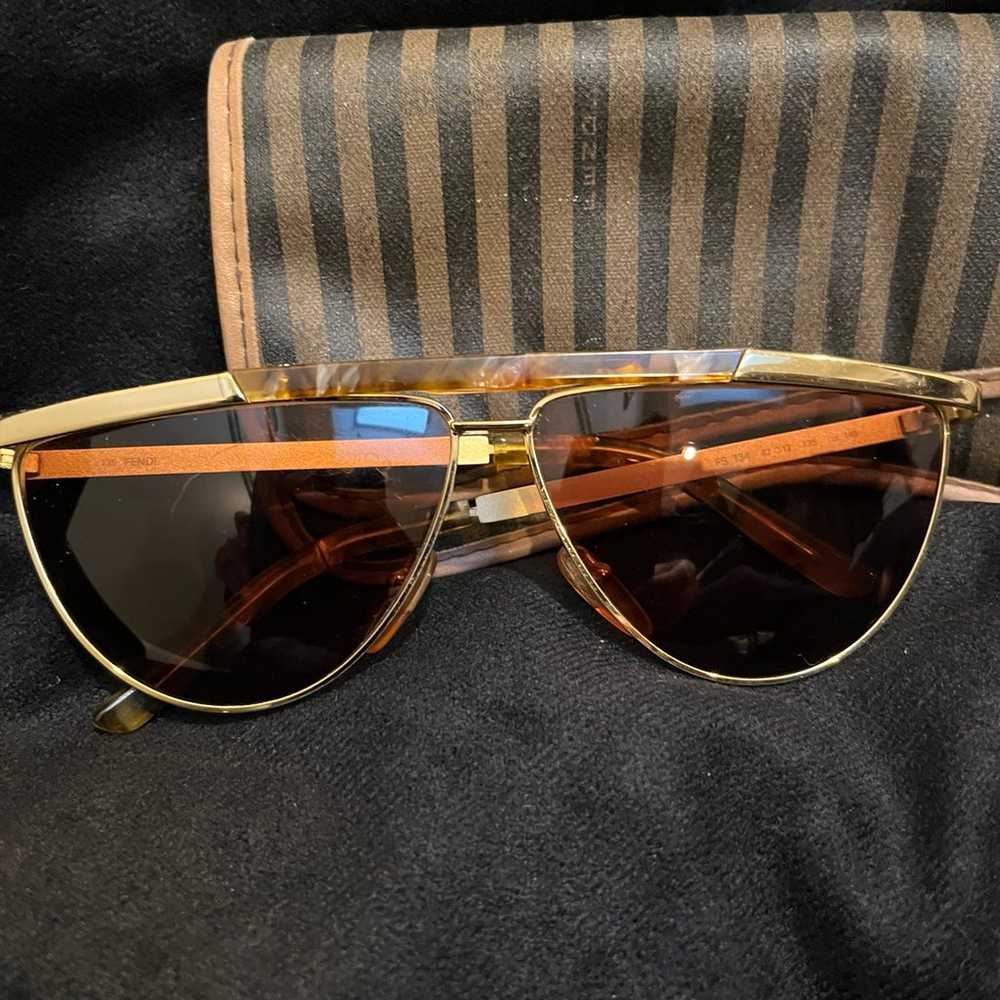 Fendi Vintage Gold & Tortoise Sunglasses - image 1