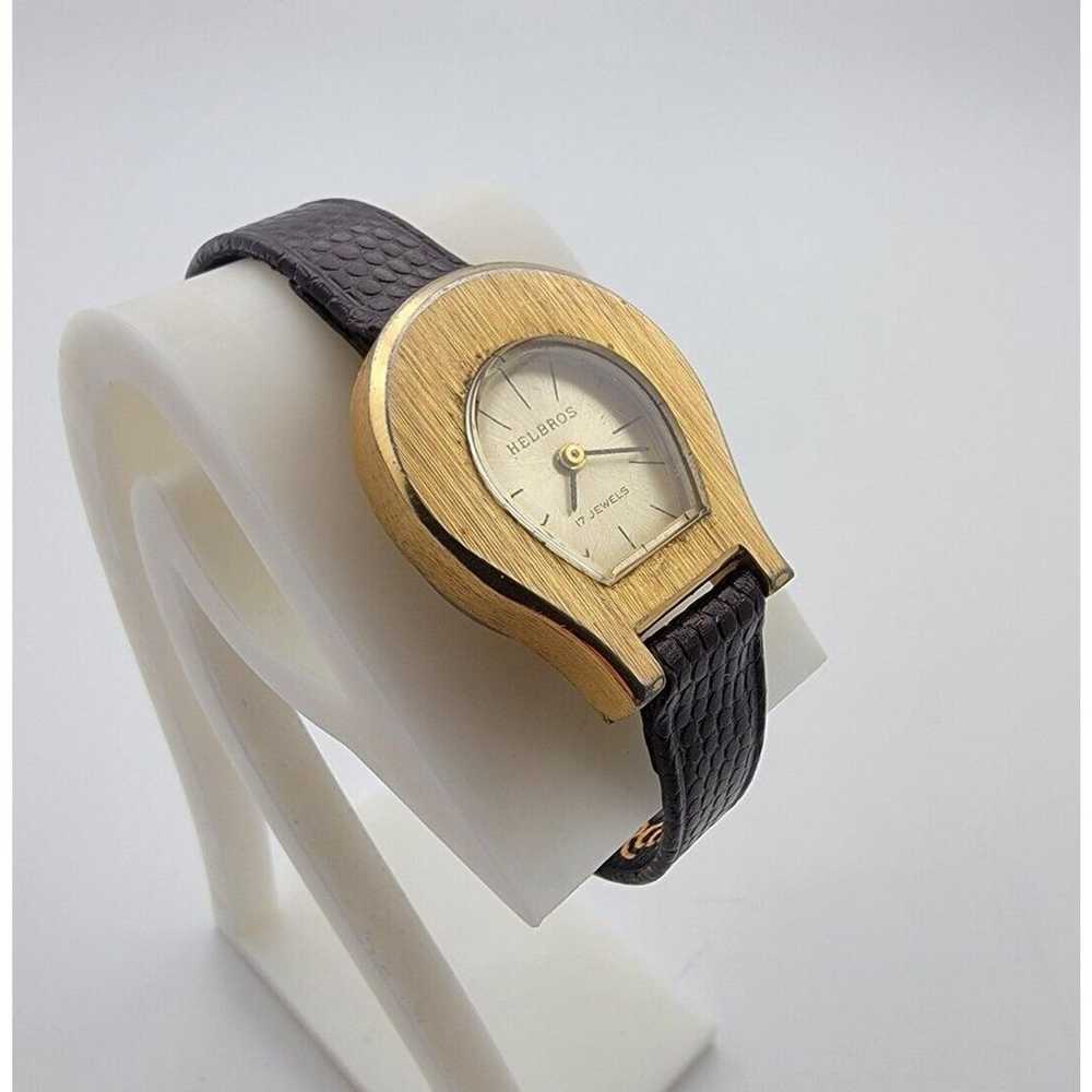 Ladies Helbros 17J Manual Wind Gold Tone Stainles… - image 2