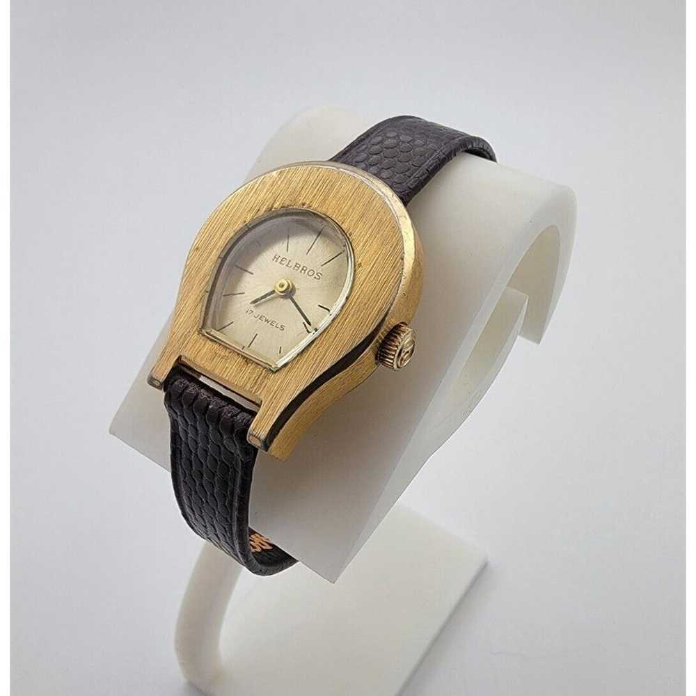 Ladies Helbros 17J Manual Wind Gold Tone Stainles… - image 3