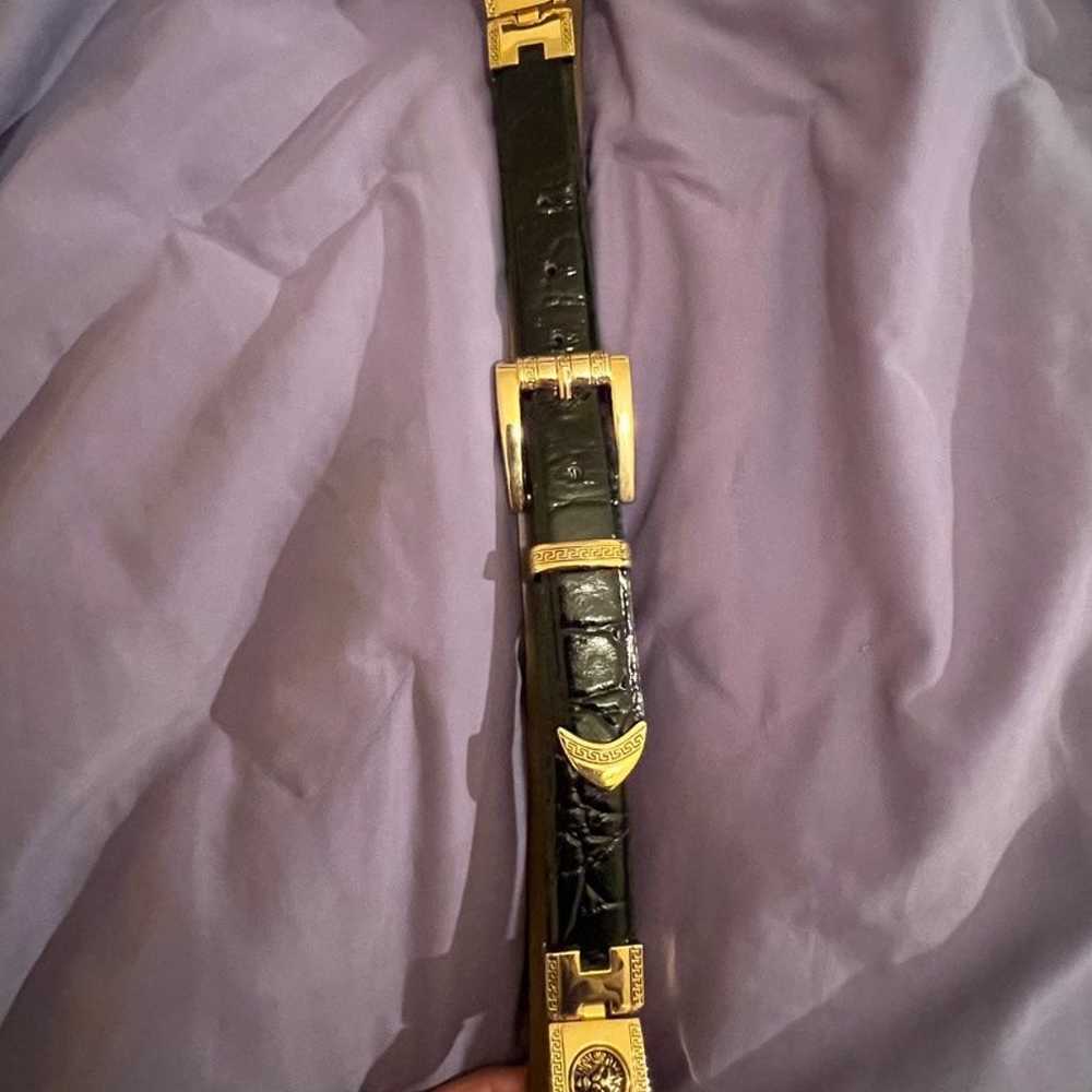 VINTAGE VERSACE BLACK & GOLD BELT - image 2