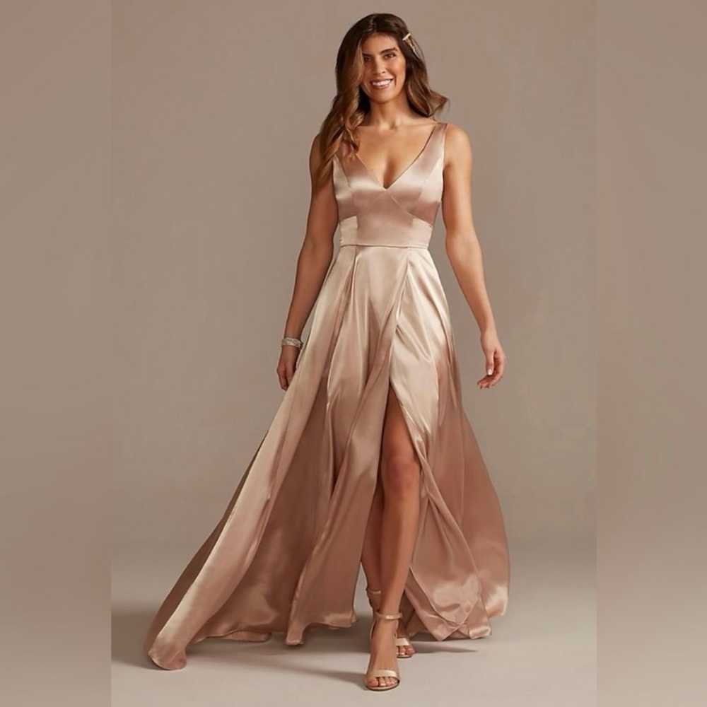 Galina Signature satin rose gold bridesmaids dres… - image 1