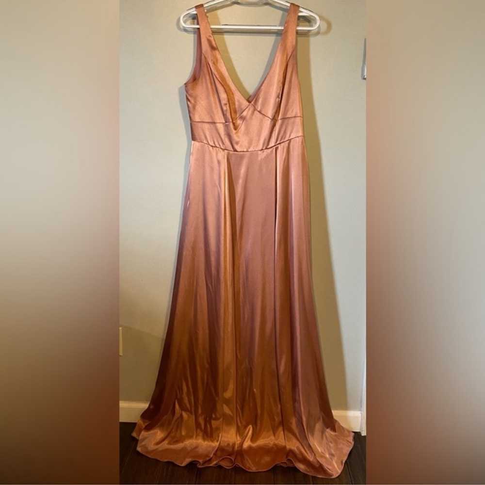 Galina Signature satin rose gold bridesmaids dres… - image 2