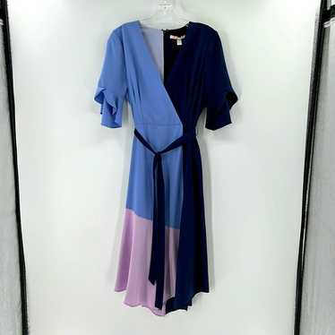 Hutch Colorblock Flutter Sleeve Faux Wrap Midi Dre