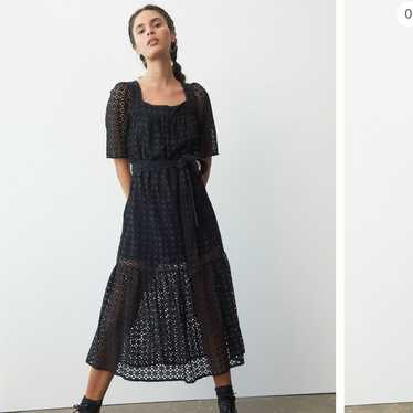 Maeve Anthropologie Josette Eyelet Midi Dress Blac