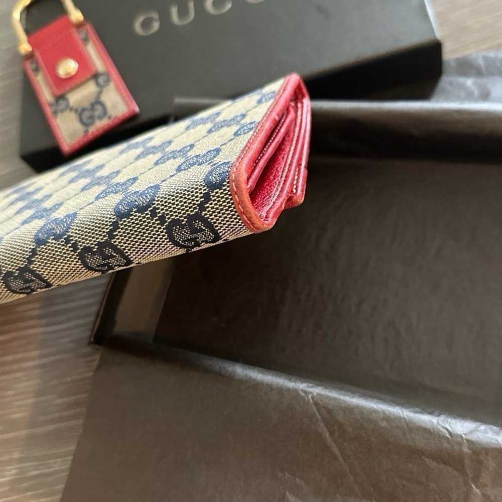 Vintage Gucci Wallet - Red leather/Blue GG canvas - image 5