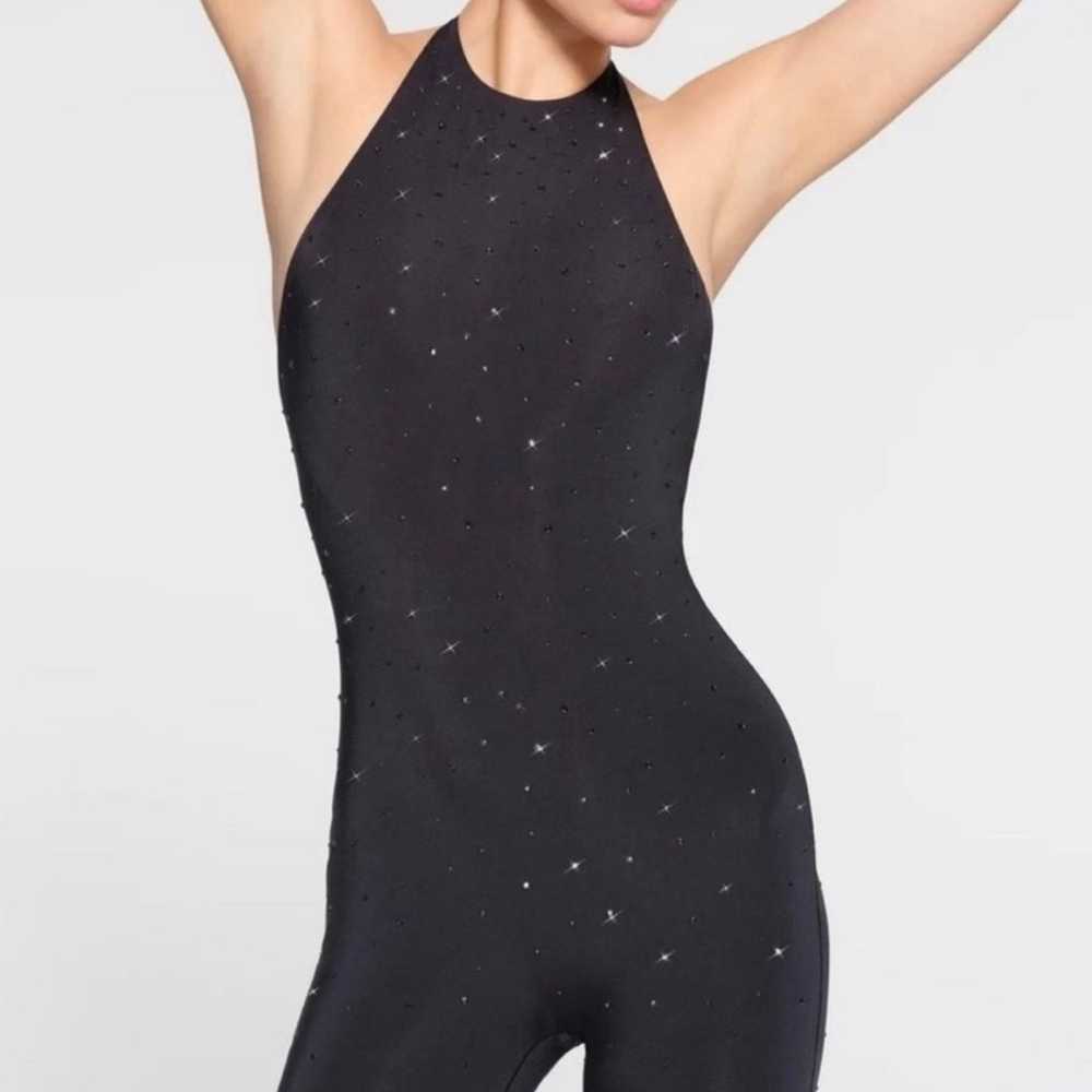 Swarovski x Skims Halter Bodysuit Black Jelly Shi… - image 3