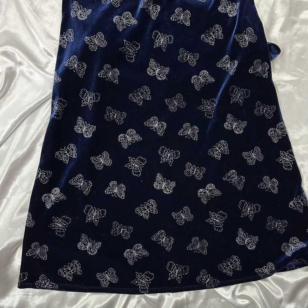 Navy blue velvet butterfly dress - image 2