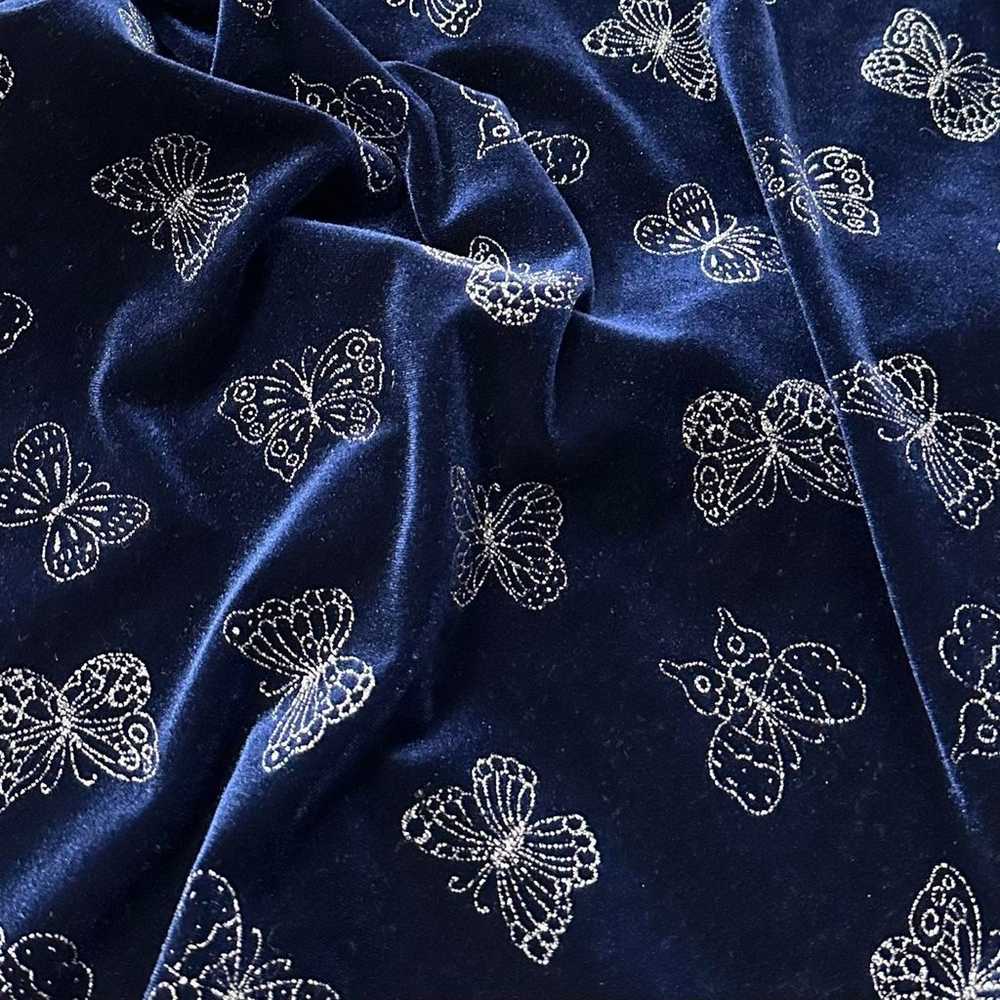 Navy blue velvet butterfly dress - image 3