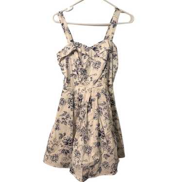 Charlotte Russe Lined White & Blue Floral Toile D… - image 1