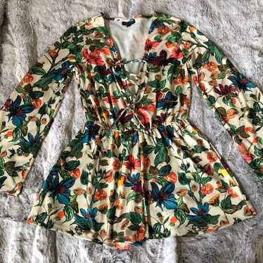 Topshop Long Sleeve Floral Romper