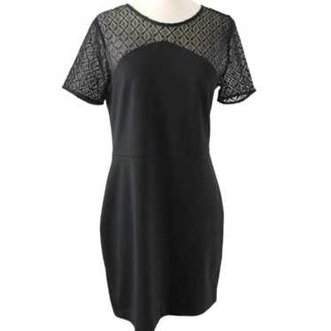 Banana Republic Black Mesh Lace Cutout Sleeves Dre