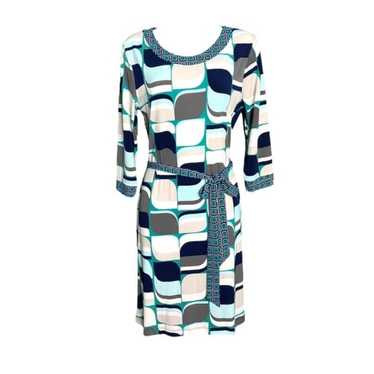 Banana Republic Slinky Belted Geo Printed Dress