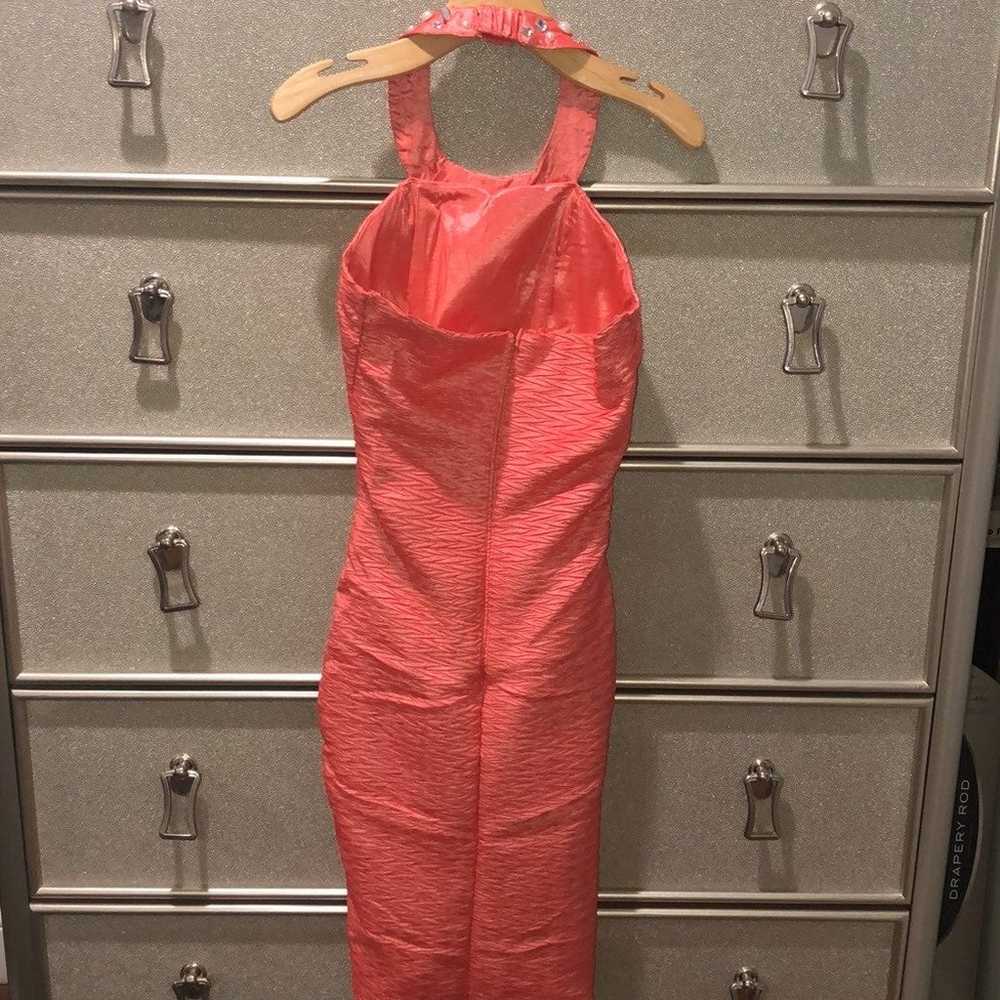 Sexy Vintage Bodycon Coral Halter Dress - image 3