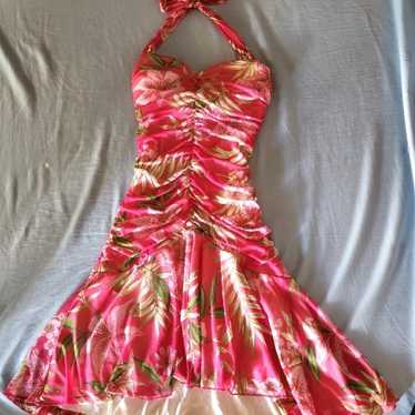 Pink Y2K floral mesh dress