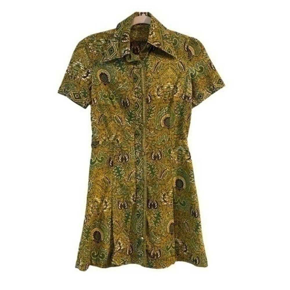 Vintage hand printed batik cotton button down pai… - image 2