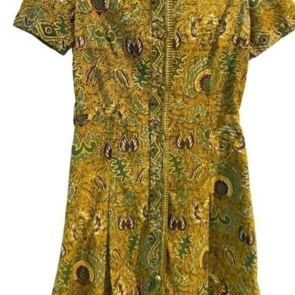 Vintage hand printed batik cotton button down pai… - image 6