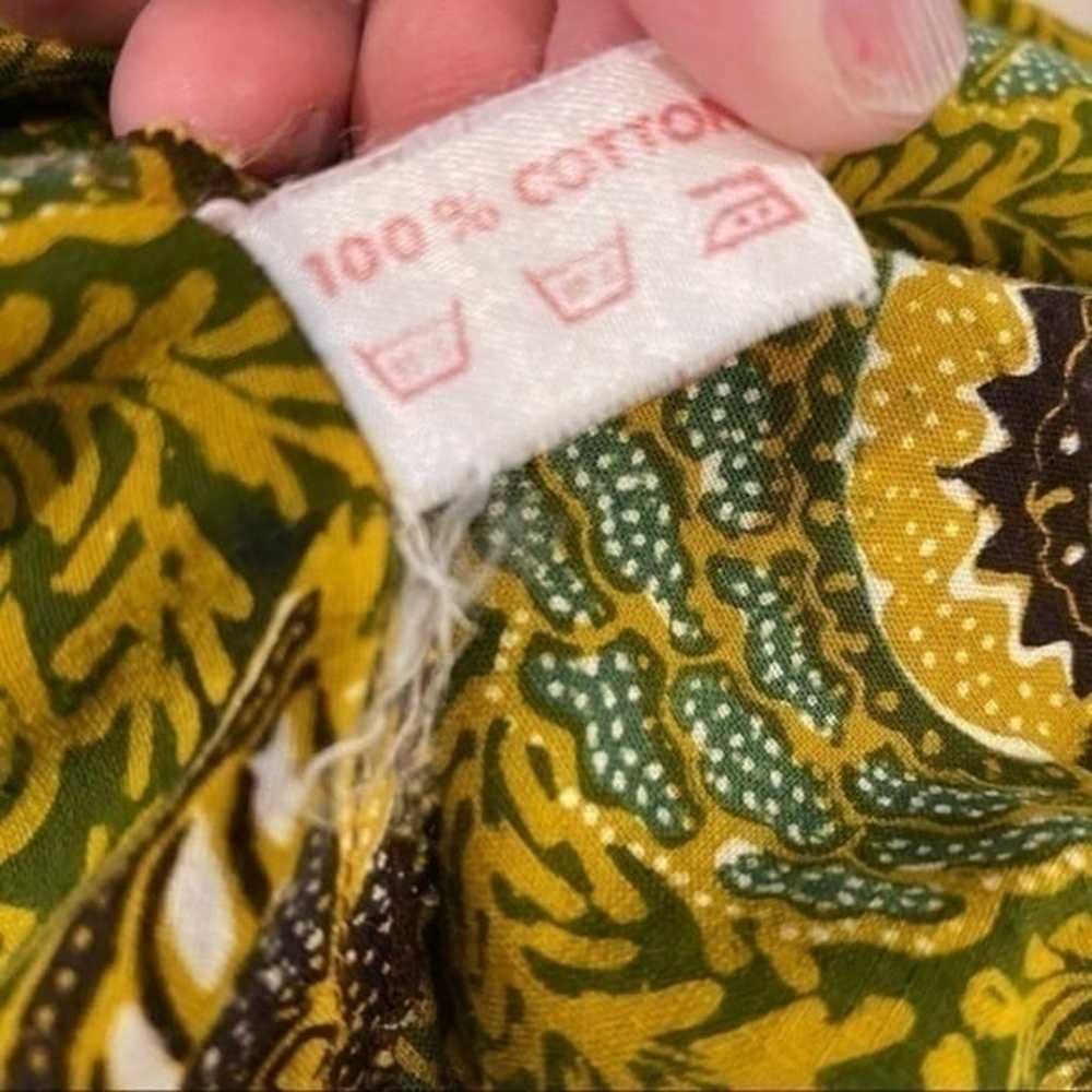 Vintage hand printed batik cotton button down pai… - image 9