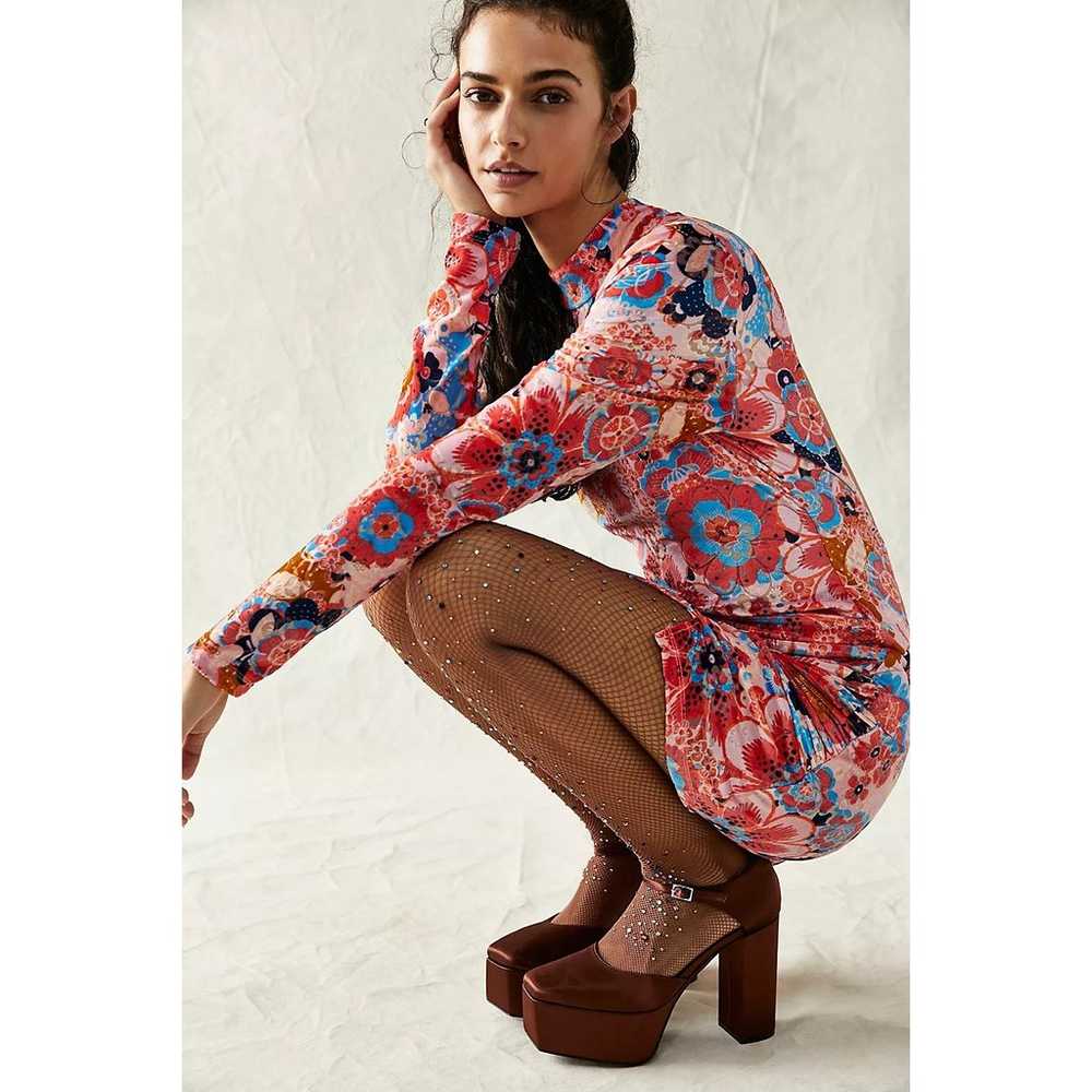 New Free People Della Burnout Floral Velvet Mini … - image 2