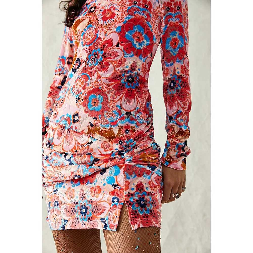 New Free People Della Burnout Floral Velvet Mini … - image 3