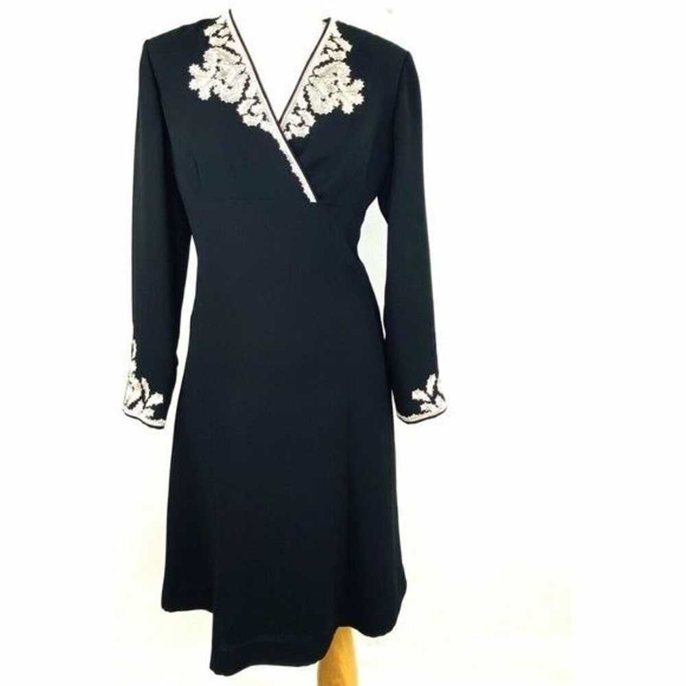 MAGGY LONDON Vintage 90s A-line Dress Bell Sleeve… - image 1