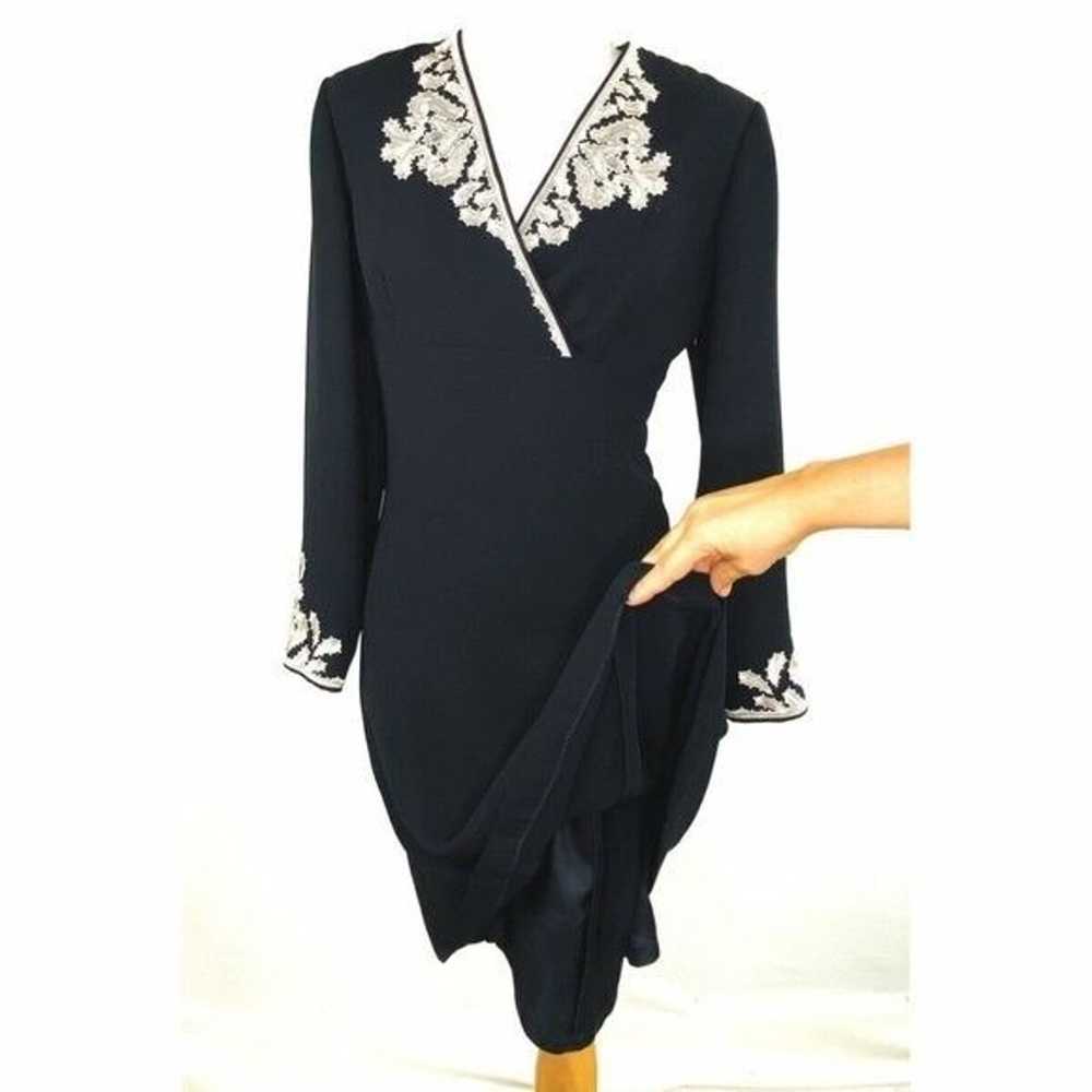 MAGGY LONDON Vintage 90s A-line Dress Bell Sleeve… - image 5