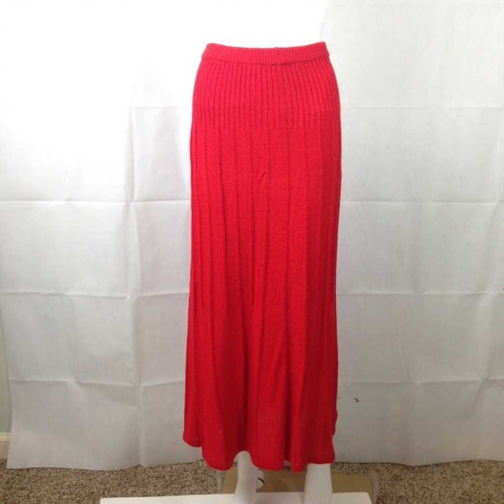 Ann Wi Red Knit Sweater Maxi Skirt Dress - image 2