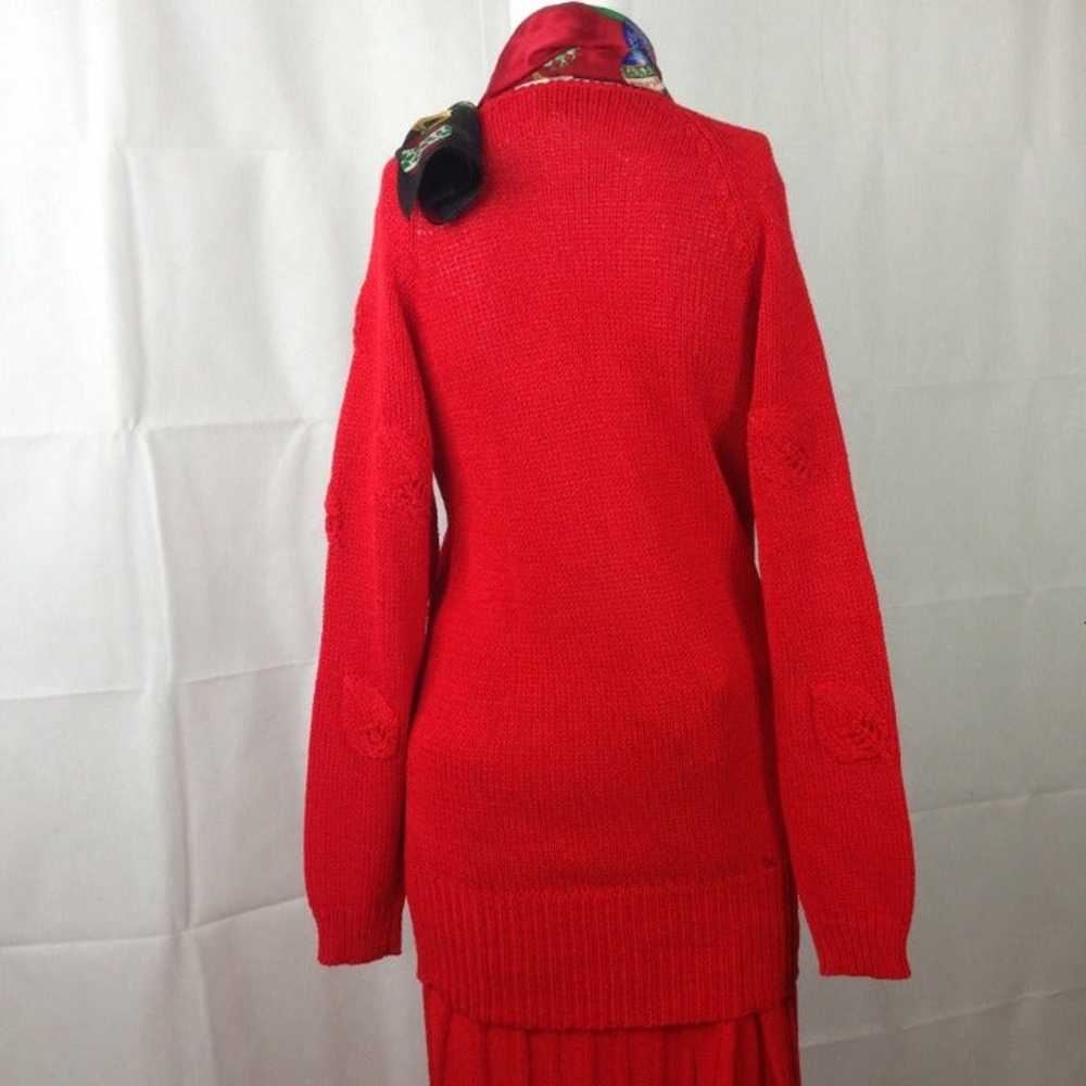 Ann Wi Red Knit Sweater Maxi Skirt Dress - image 7