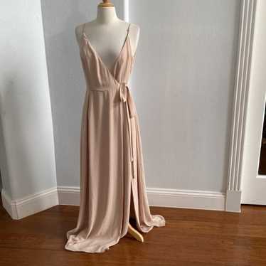 WAYF Chiffon Pink Wrap Bridesmaid Maxi Dress Size 