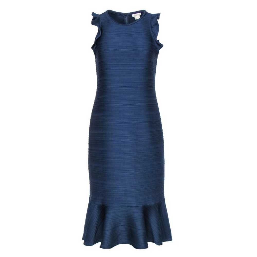 Shoshanna Navy Blue Ruffle Hem Sleeveless Ribbed … - image 2