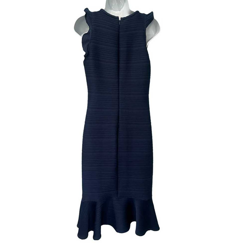 Shoshanna Navy Blue Ruffle Hem Sleeveless Ribbed … - image 3