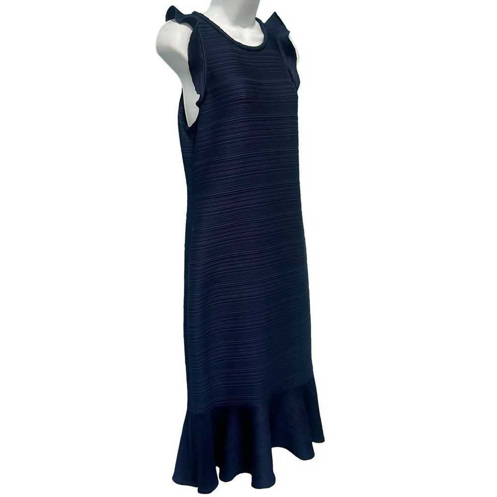 Shoshanna Navy Blue Ruffle Hem Sleeveless Ribbed … - image 4