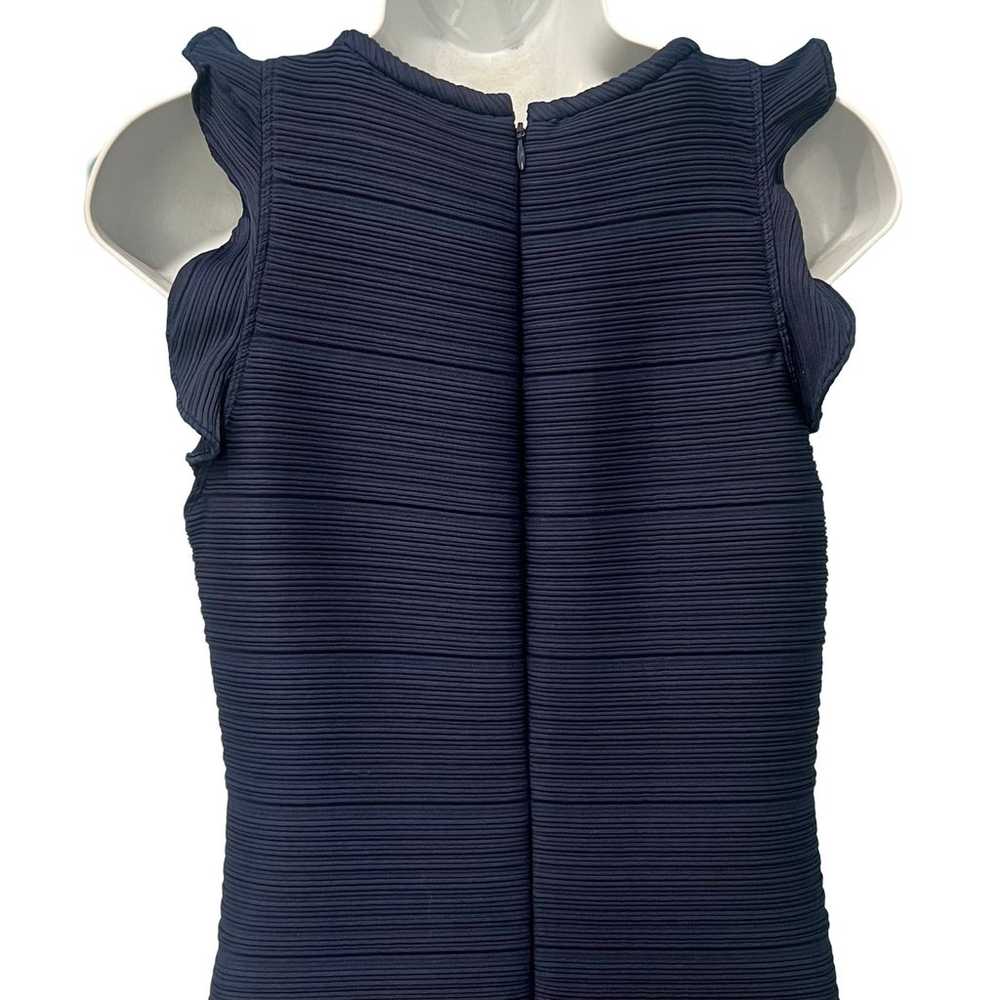 Shoshanna Navy Blue Ruffle Hem Sleeveless Ribbed … - image 7