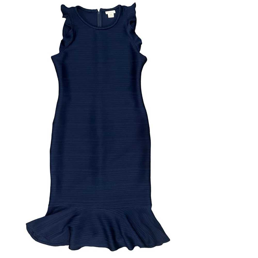 Shoshanna Navy Blue Ruffle Hem Sleeveless Ribbed … - image 8