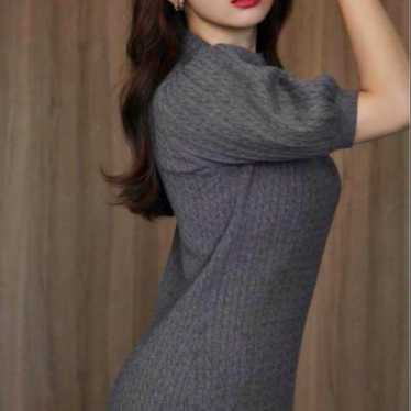 Herlipto Puff Sleeve Cable Knit Dress