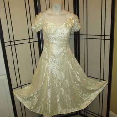 vintage Betsy & Adam lace off shoulder prom/party… - image 1