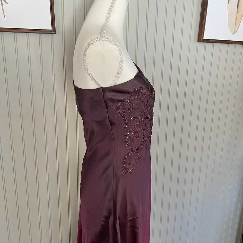 Y2K Dress Ombre Berry One Shoulder Beaded Long Me… - image 4