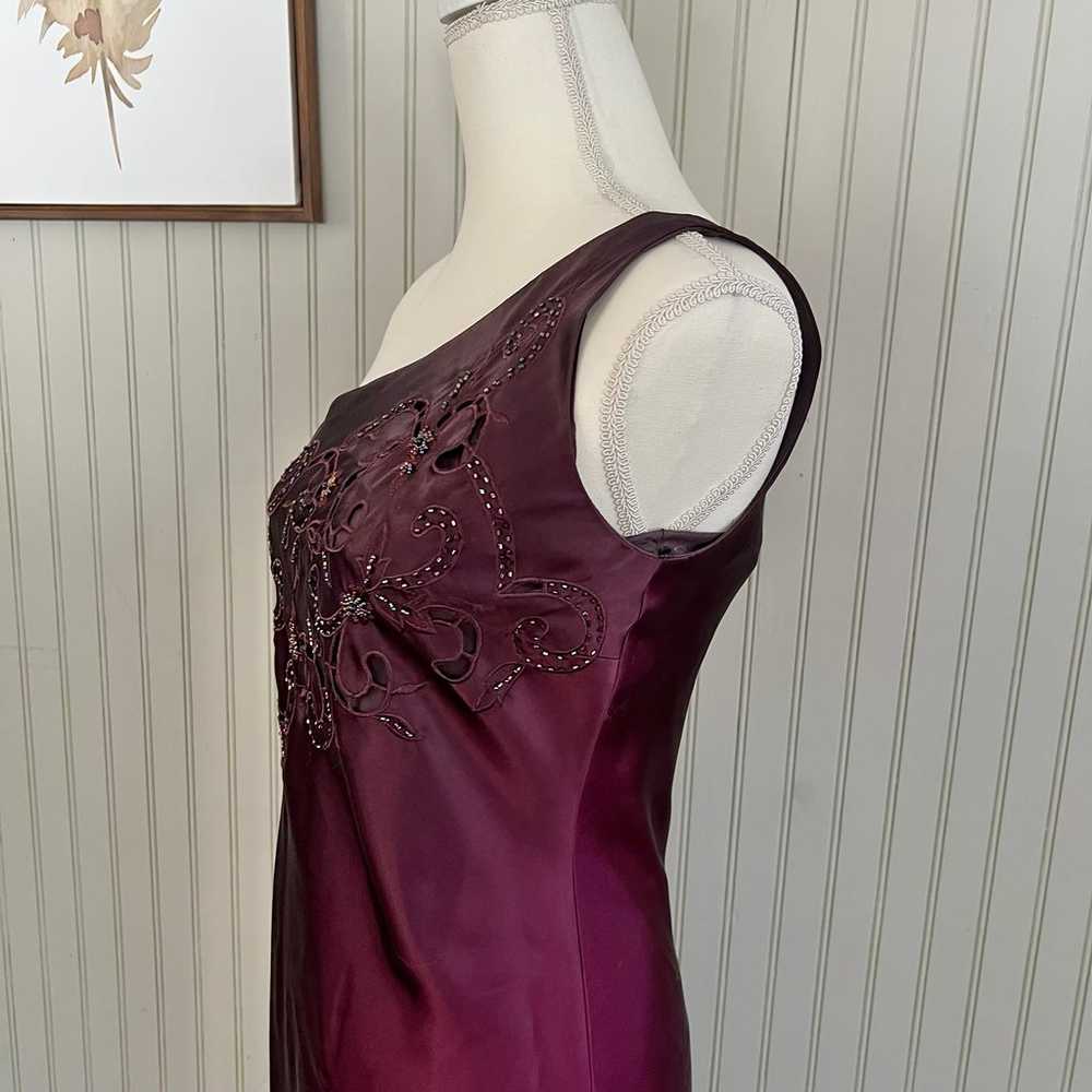 Y2K Dress Ombre Berry One Shoulder Beaded Long Me… - image 7