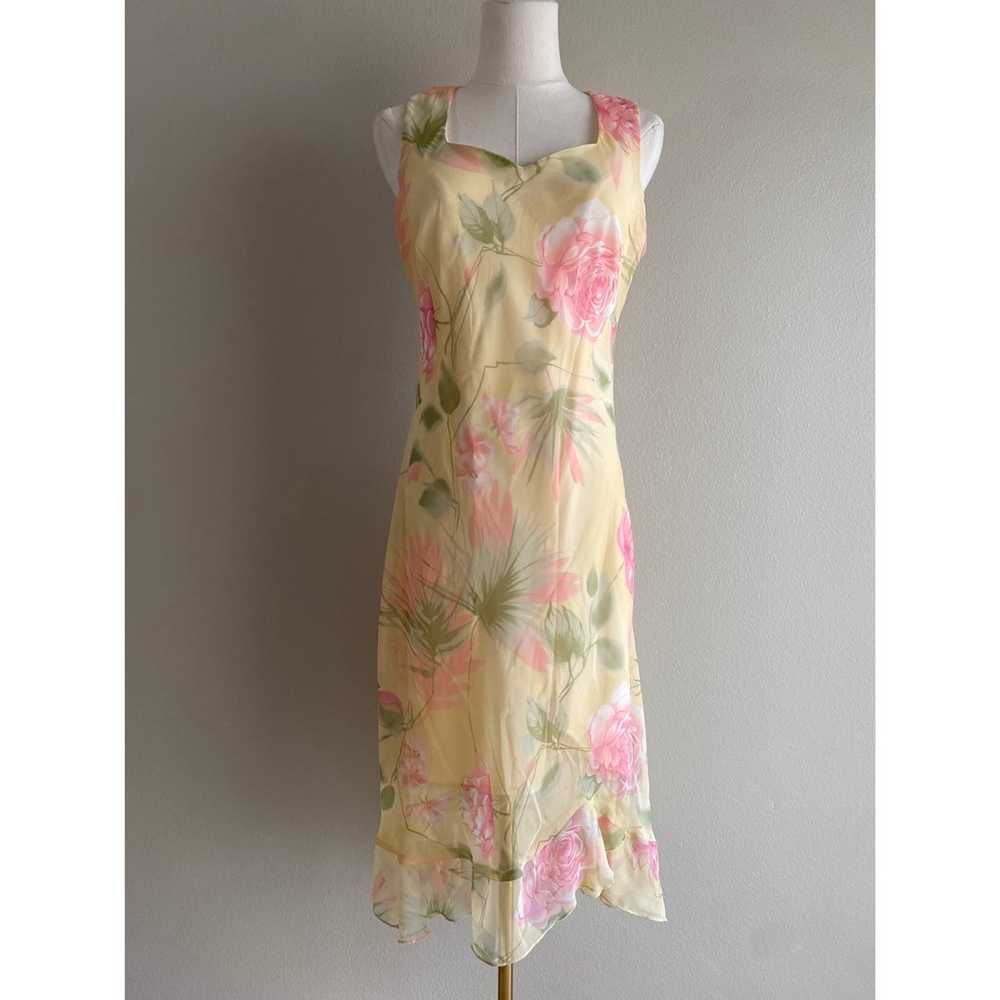 dress barn pastel yellow floral sleeveless midi d… - image 2