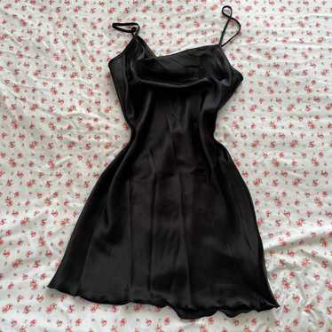 Black cowl neck slip dress - image 1