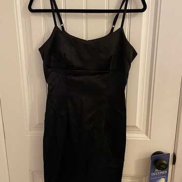 Vintage satin mini dress black y2k 90s - image 1