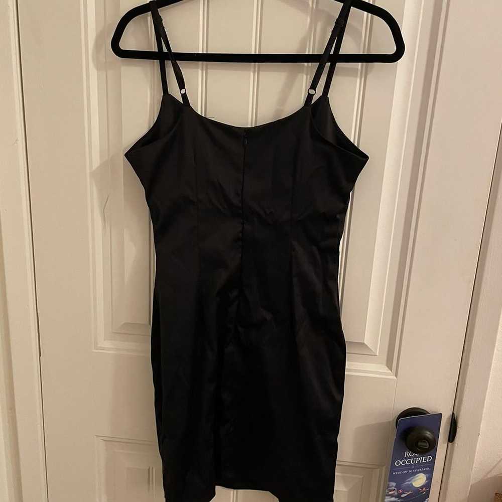 Vintage satin mini dress black y2k 90s - image 2