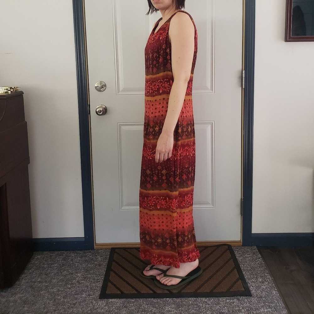 90s Pink and Orange Rayon Maxi Dress - image 2